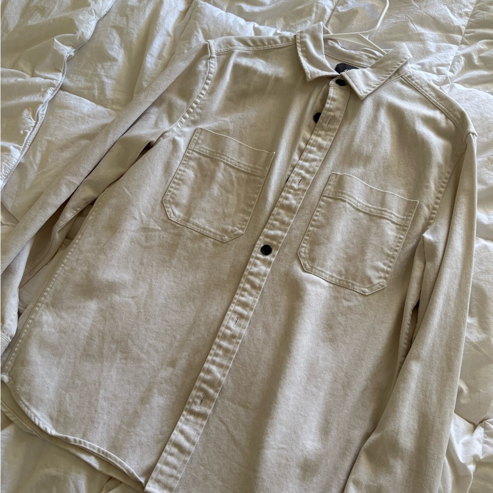 H&M Beige Textured Men’s long sleeve Shirt